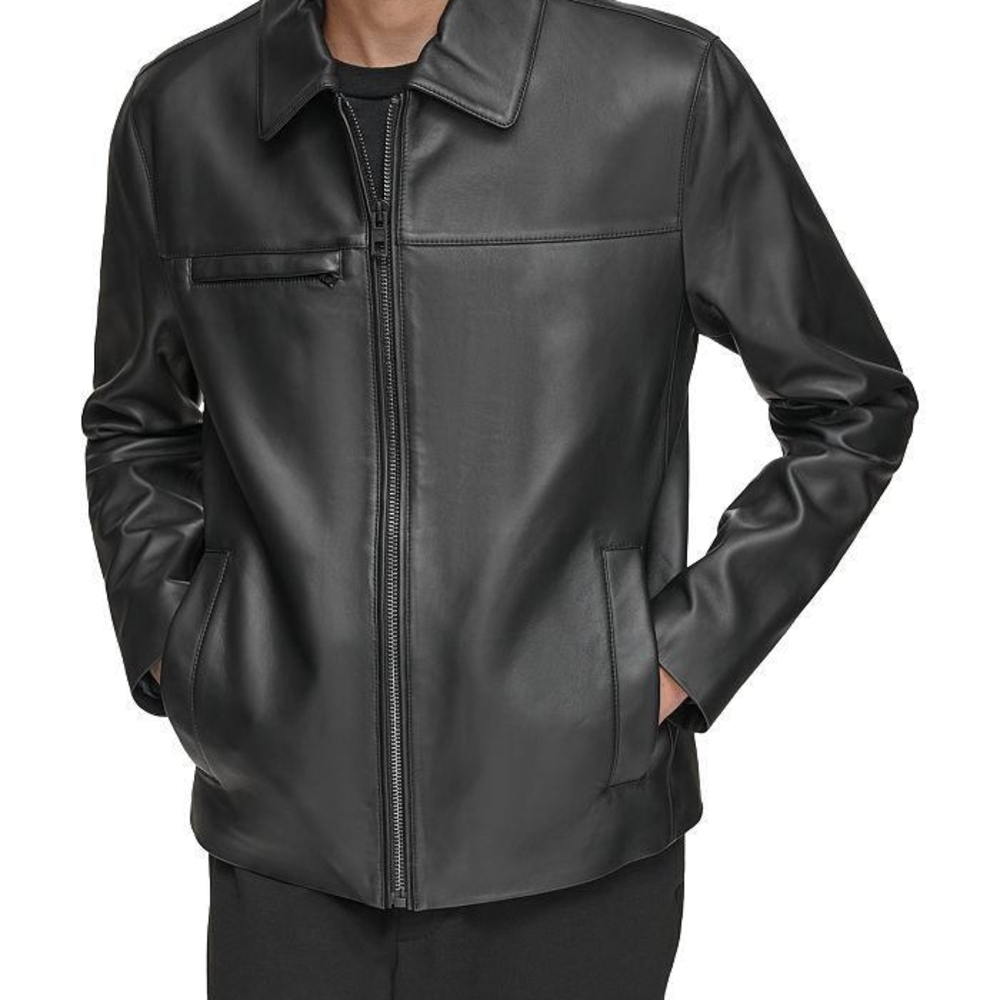 Marc Anthony Men's Black Leather Jacket lightweight and NWT. Size XL